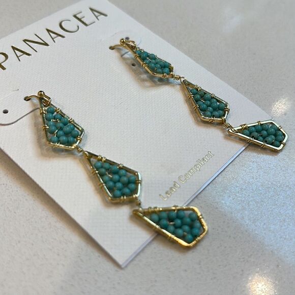 NWT PANACEA Triple Bead Drop Earrings - Picture 3 of 6